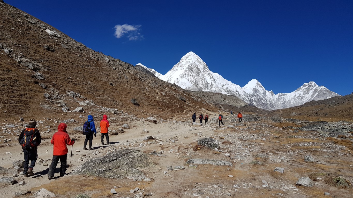 Climbers reaching Mount Everest summit