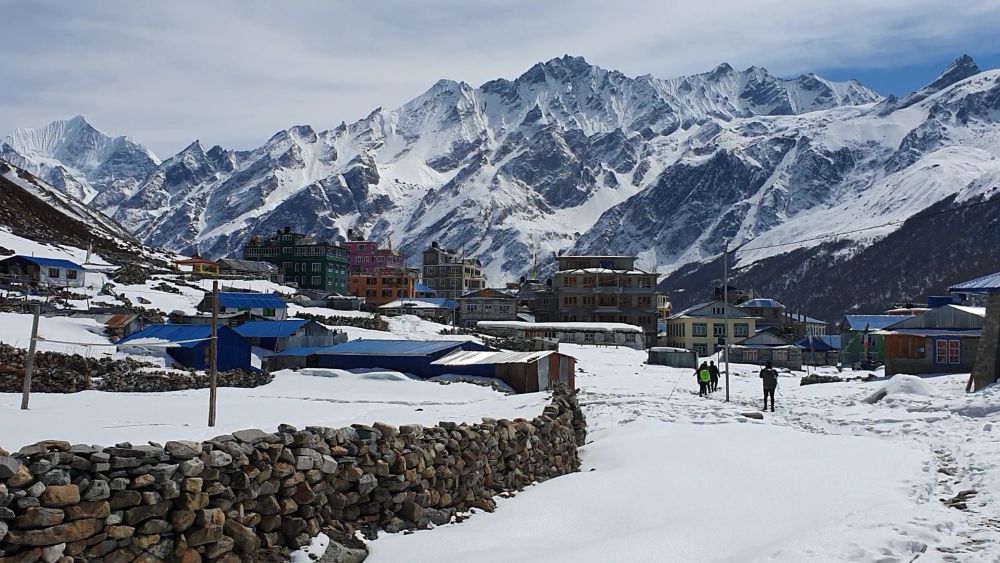 Panoramic view of Langtang Himalayas in Nepal