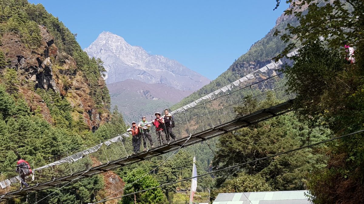 Trekking through beautiful mountain villages towards Everest Base Camp