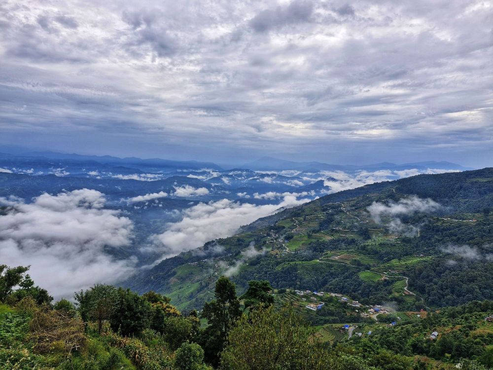 Aerial view of Pokhara valley from Sarangkot hilltop