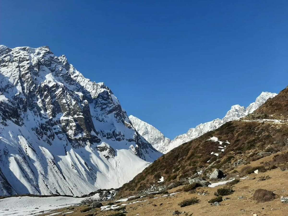 Glacier lakes on Manaslu Circuit Trek route