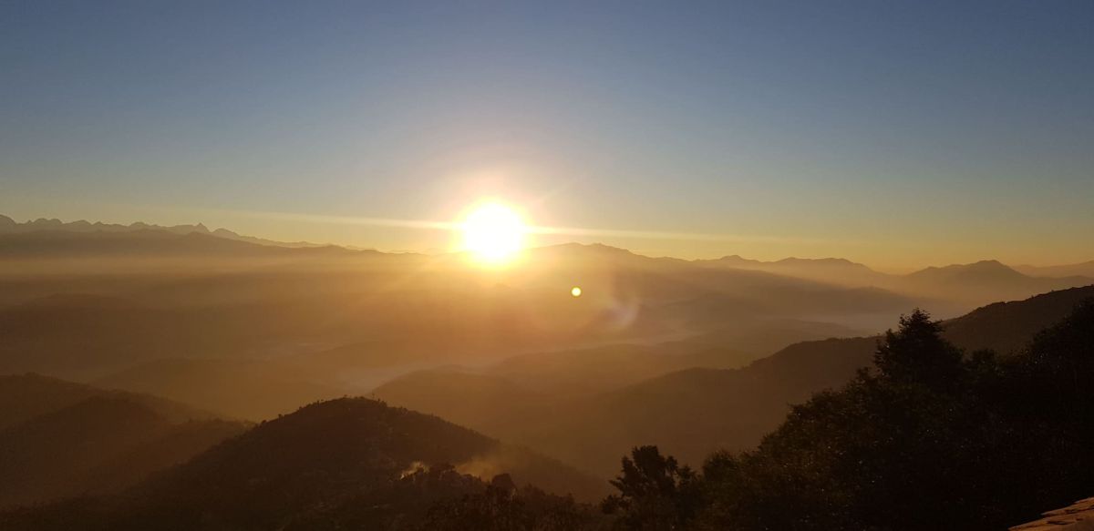 Early morning sunrise view from Nagarkot hill