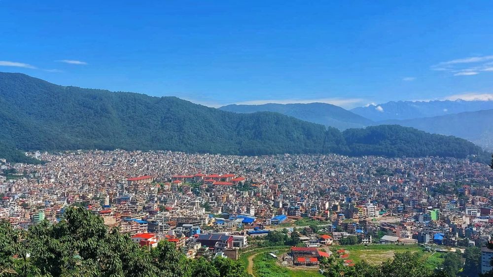 Kathmandu city panorama with Nagarkot hills during sunrise tour